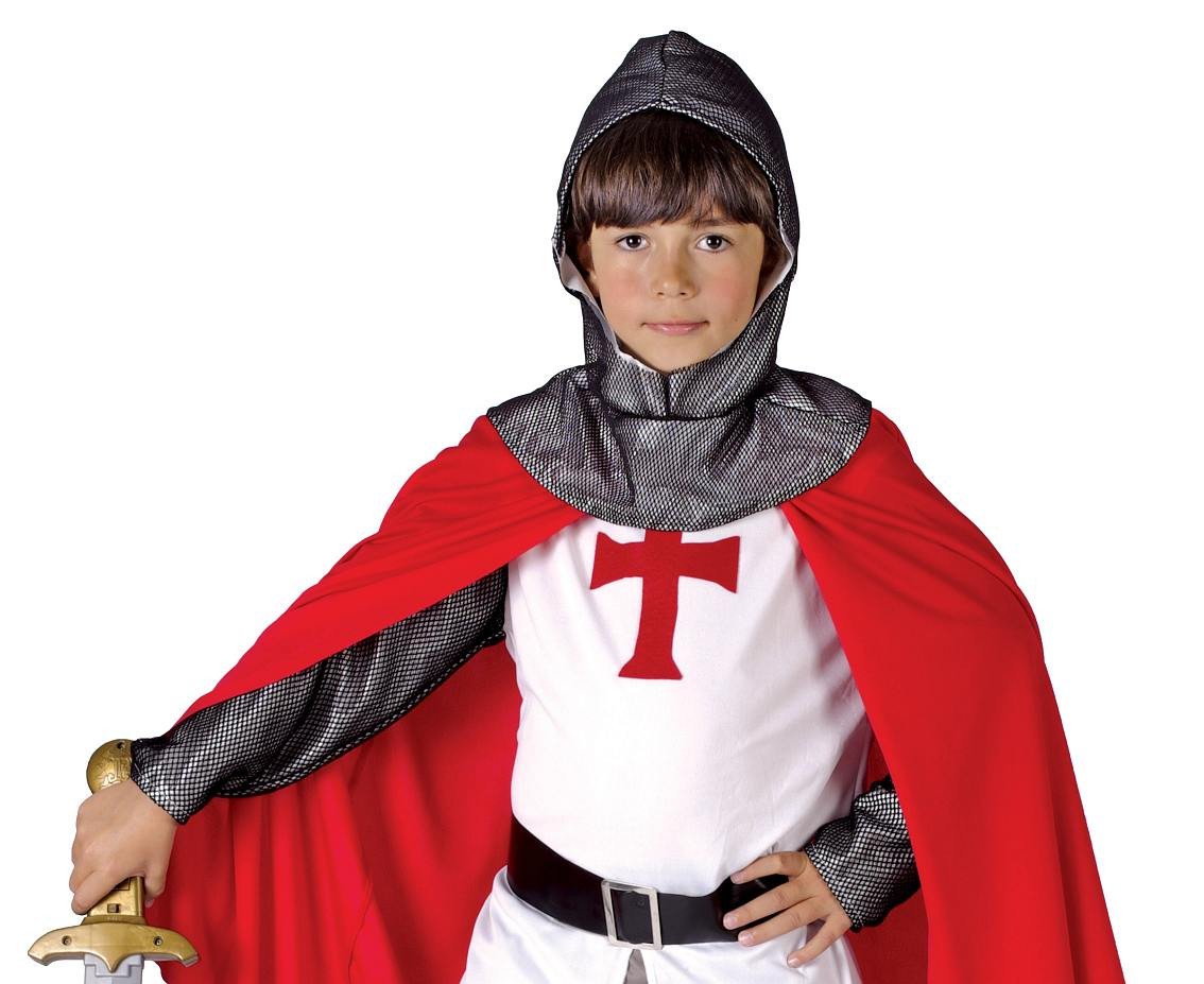 Role play-set for kids Crusader Knight (shirt with belt, pants, cape, boot tops, hat), size 110/120 cm